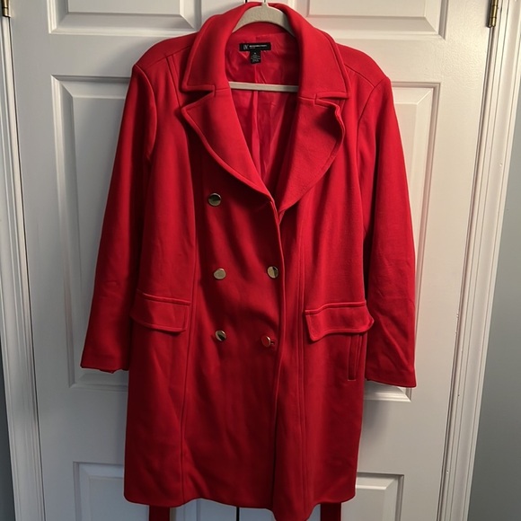 💋💋I•N•C International Concepts Woman Red w/‎ Hold Buttons Belt Jacket - Picture 3 of 8